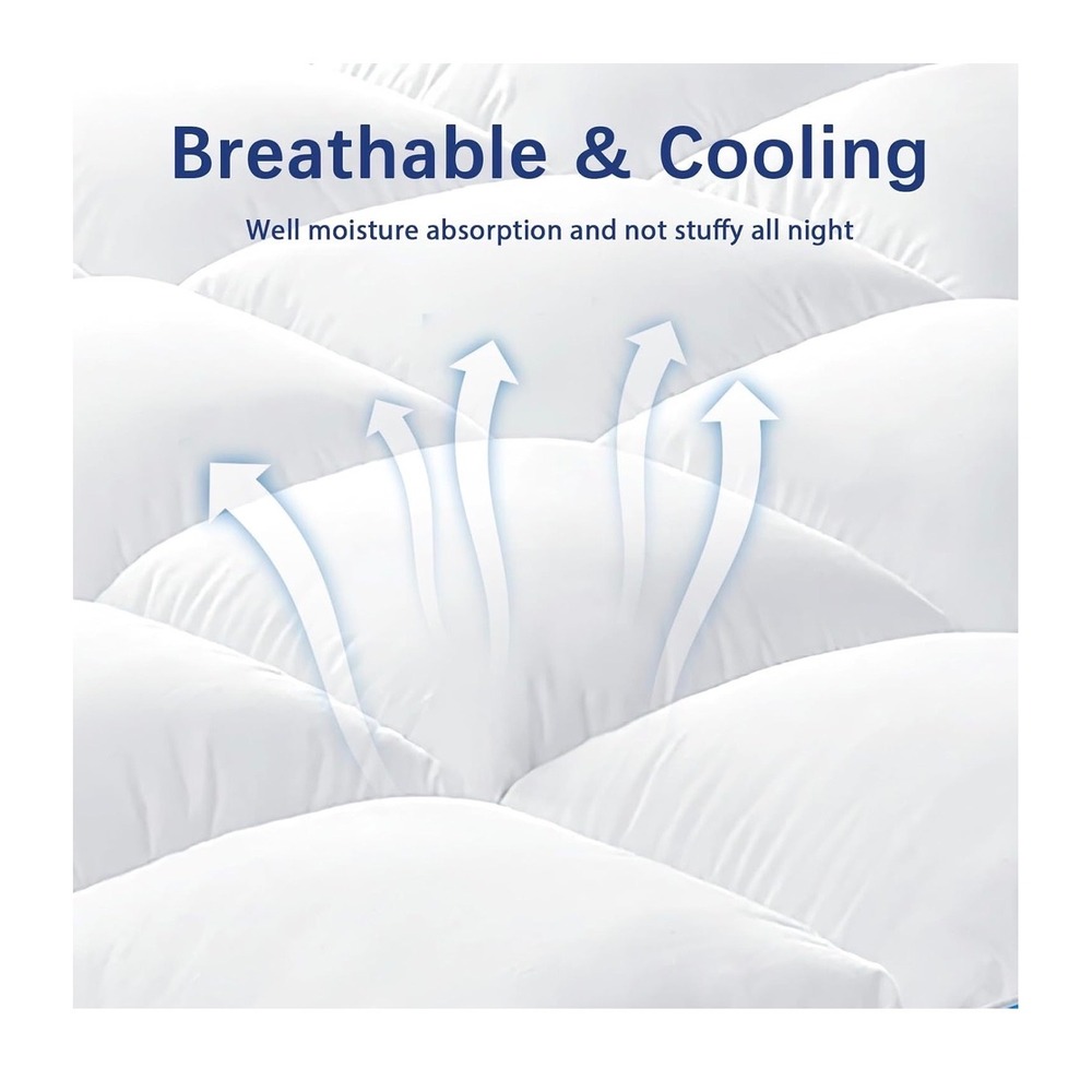 Cooling Mattress Topper Cal King 900GSM Extra Thick Down White Deep Pockets NEW - Picture 4 of 9